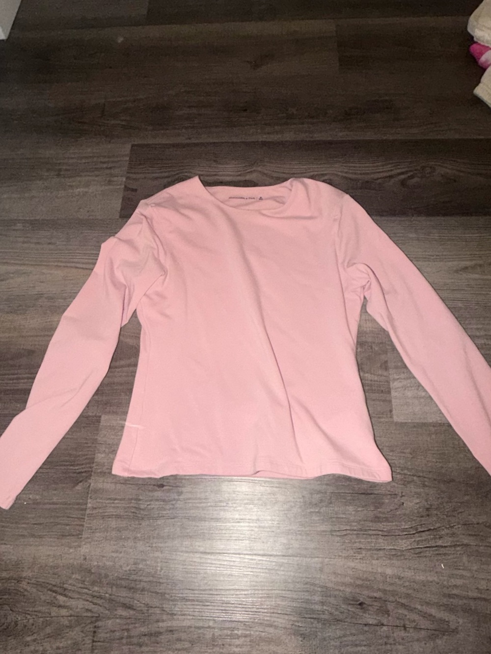 Abercrombie & Fitch Light Pink Long-Sleeve Crewneck Top
